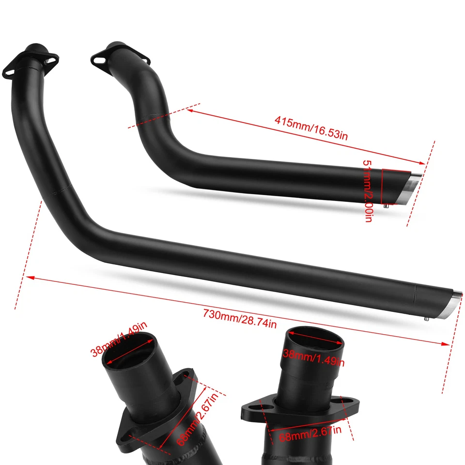 Shortshots Staggered Exhaust System Pipes Baffles Black For Honda Shadow VT750 Foto 4 de 4
