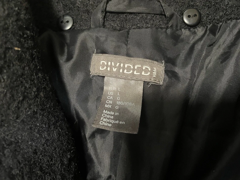 H&M Divided Coat Men's Size L Cargo Full Zip Motorcycle Black Long Sleeve Shirt - Image 3 of 4