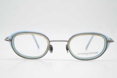 Vintage Glasses Passepartout PPO63-V17 Metallic Green Blue Oval Frame