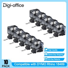 10X 18489 Black on White Flexible Nylon Label Tape for Dymo Rhino 5200 6000 3/4"