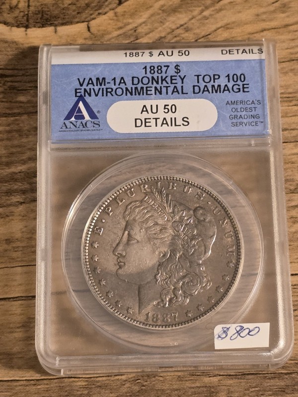 1887 Morgan Silver Dollar Vam 1a Donkey Tail Au50 top 100