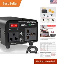 Dual AC Output Voltage Transformer   500W with Safe Circuit Breaker Protection
