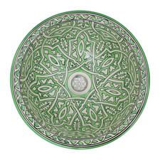 Moroccan Sink Washbasin Wash Basin Ceramic Handmade Green with Free Waste SW58