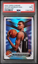 2023-24 Topps Chrome VICTOR WEMBAYAMA #1 RC Rookie REFRACTOR Spurs PSA 9 MINT