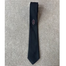 Bugle Boy Vintage 90s Black Textured Necktie Embroidered Geometric Logo USA Made