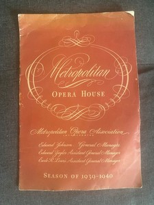 Metropolitan Opera House 1939-1940 Season Program Booklet