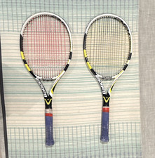 Babolat Aero Storm Tour Tennis Racquets 2 Strung w/ Blue Overgrips 3 size grip
