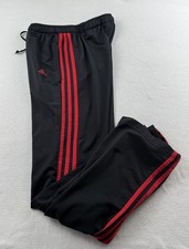 Vintage Adidas Black  Red 3 Side Stripes Track Pants Elastic Waist Women S