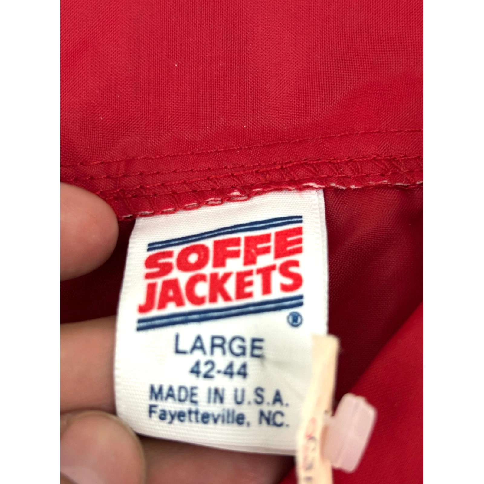 Vintage Soffe Windbreaker Jacket Men LARGE Red Nylon Snap-Closure 1990s NEW image 3