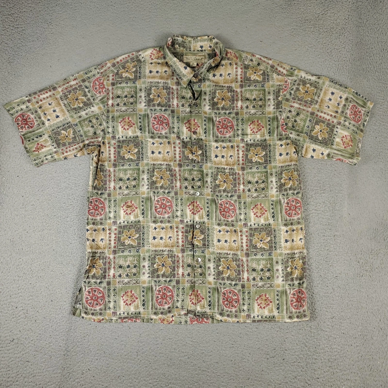 Tori Richard Shirt Mens Size XL Green Geometric Casual Button Up Short Sleeve
Opens in a new window 