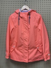 Joules U-coast Waterproof Hooded Jacket Us 10 Large Neon Orange Fluorescent