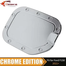 Chrome Gas Cap Cover Fuel Filler Door Tank Trim for Ford F150 2021+ Accessories