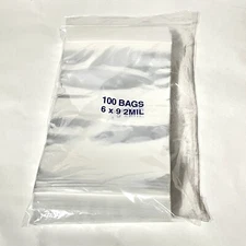 200 Pcs ULINE S-1296 Clear Poly Bags 6x9 2 Mil Recloseable Zipper Top Plastic