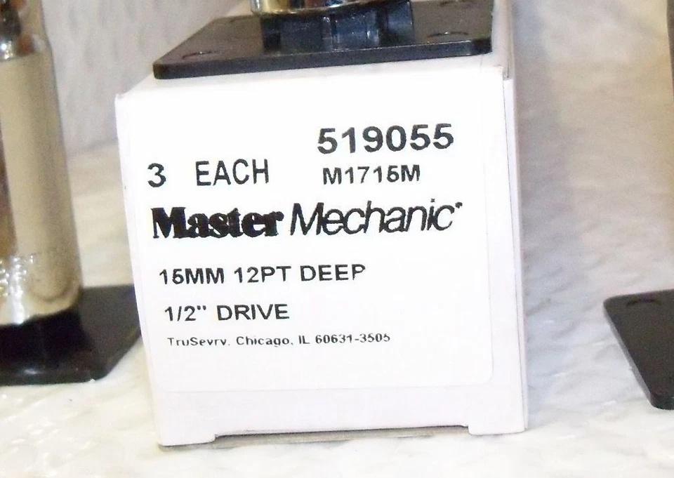 SET OF 3 MASTER MECHANIC 15MM 12 POINT DEEP SOCKET 1/2" DRIVE M1715M PART 96 - Image 2 of 2