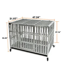Confote 48" Heavy Duty Dog Kennel Pet Stainless Steel Crate Cage Stackable