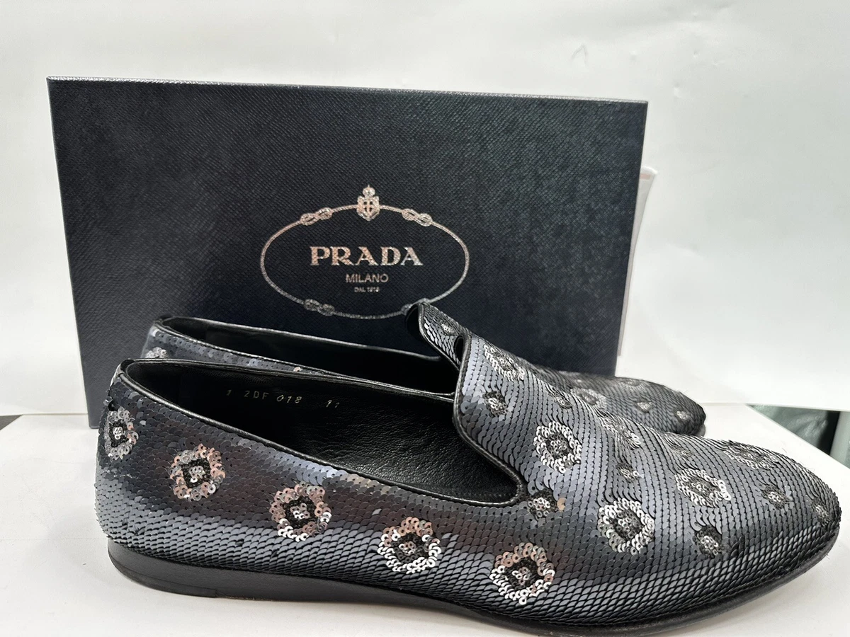 Prada Blue Floral Sequin Slip-on Sleepers For Man Size 11 | eBay display picture 2