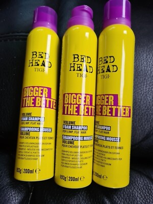 TIGI Bed Head Bigger The Better Volume Foam Shampoo für schlaffes & flaches Haar 200mlx3