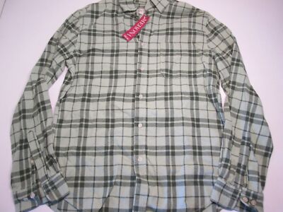 NWT Merona Mens Size M Casual Shirt Mint/Gray Long Sleeve Check Chest Pocket