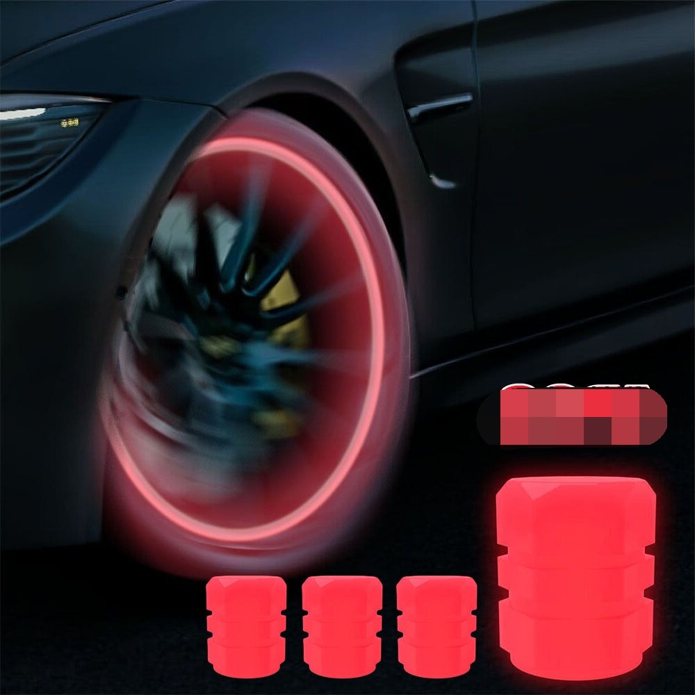 4PCS Fluorescent Car Bike Tire Valve RED Cap Valve Stem Caps Universal