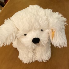 Steiff Fluffy White Dog Plush Named Wuff 11"
