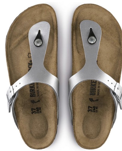 NEW BIRKENSTOCK Sandals Gizeh BS 7 37 Silver Leather S1-683 Metallic - Picture 12 of 14