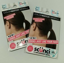 2 Scunci Colormatch Ponytailer Ponytail Holder Blends with Brown Hair- 2 Pack