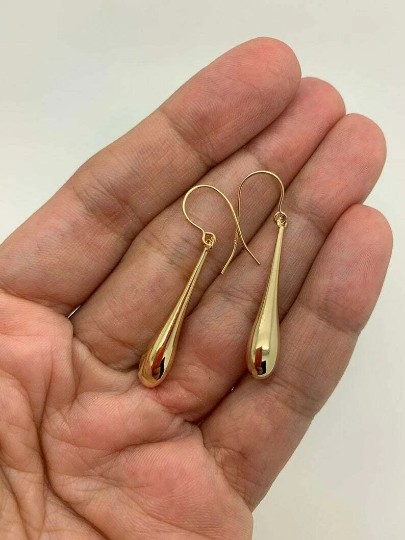 Quality Gold 14k Teardrop Hollow Post Dangle Earrings TL902 - Getzow  Jewelers