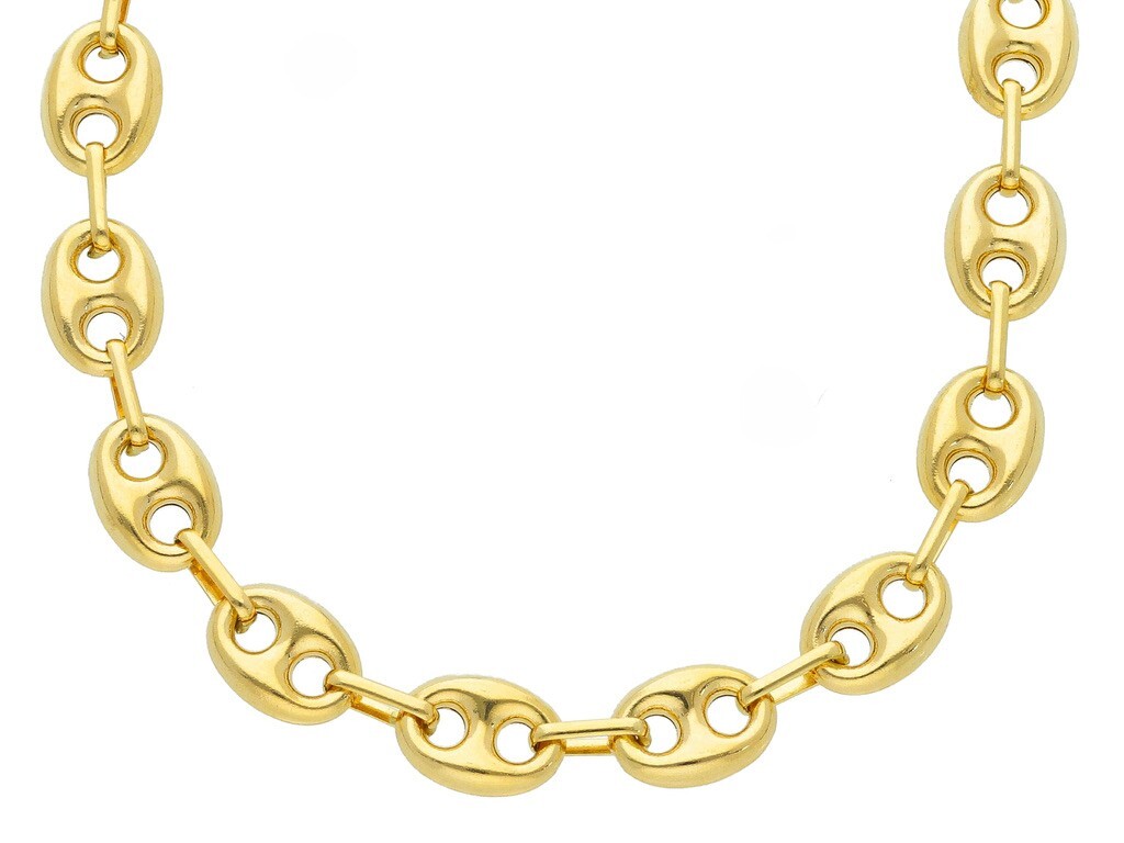 18K YELLOW GOLD MARINER CHAIN BIG OVALS MM, ANCHOR