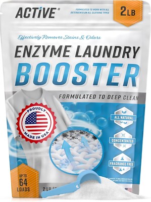Enzyme Laundry Booster Odor Remover - 2 lbs Unscented Enzymatic Clothes Stain Cl