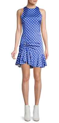 NWT CAROLINE CONSTAS Silk-Blend Blue Polka Dot Mini Dress M $495 Runs Small  | eBay