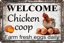 Chicken Coop Accessories, Welcome Chicken Coop Farm Fresh Eggs Daily Decor, Funn