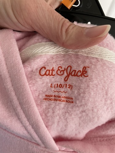 Cat & Jack Pink Gold Heart Valentine Day Hooded Sweatshirt- Size 10/12-VGUC - Picture 5 of 6