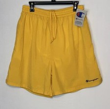 New W/T Vtg Champion Men's Authentic Athleticwear Swim Shorts Yellow Lined XL