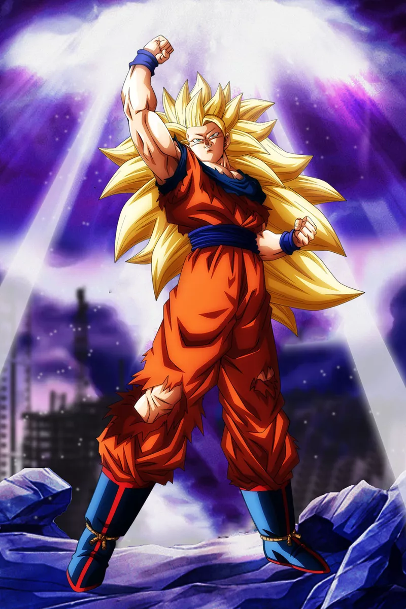 Dragon Ball Z Poster Goku SSJ 3 W/Background 12inches x 18inches Free  Shipping