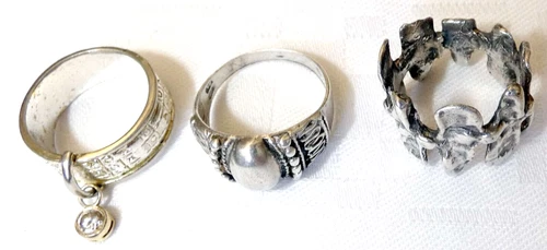 Lot 3 Vintage silver sterling 925 rings, total weight: 16 gr.