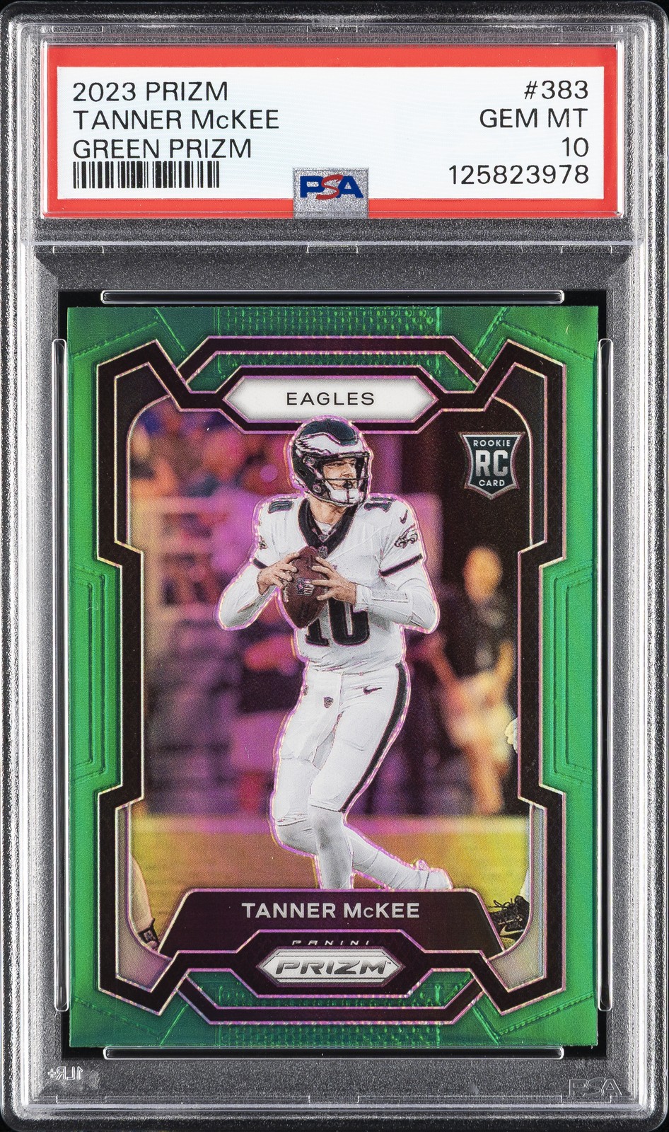 2023 PANINI PRIZM GREEN PRIZM #383 TANNER MCKEE PSA 10