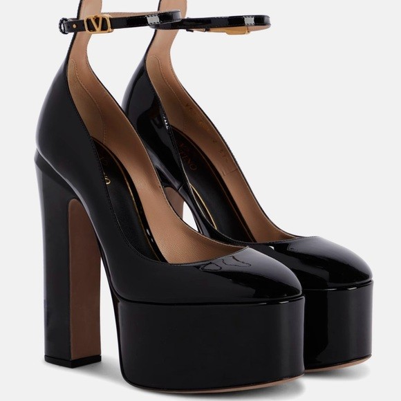 VALENTINO GARAVANI Tan-Go Patent-Leather Platform Pumps