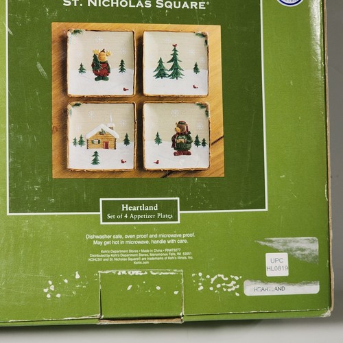 4 New St. Nicholas Square Appetizer Plates In Open Box Heartland 6.5" Christmas - Picture 9 of 9