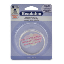 German Style Wire, Half Round, Silver Plate, 20 Gauge/.032 In-3 M/9.8