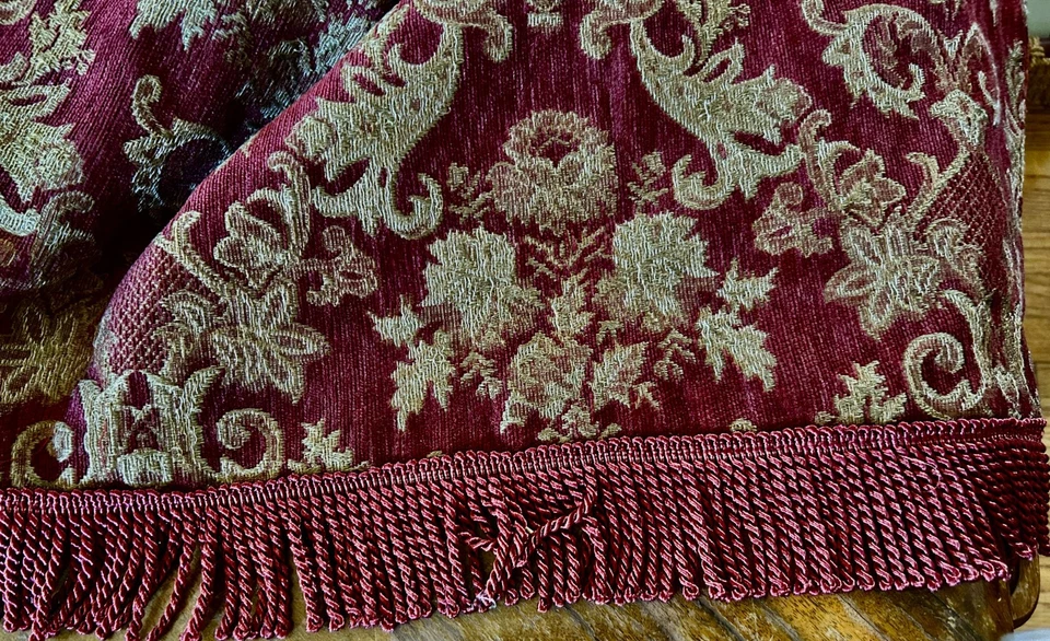 Luxury Gold Paisley Burgundy Throw with Fringes 49 x 58 Blanket Lined - Изображение 4 из 4