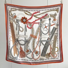 100 Mulberry Silk Scarf Bandana Square 88X88cm Blue rope print Women Wrap new