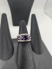Sterling Silver, Purple Amethyst, Clear CZ Size 8 Ring, New