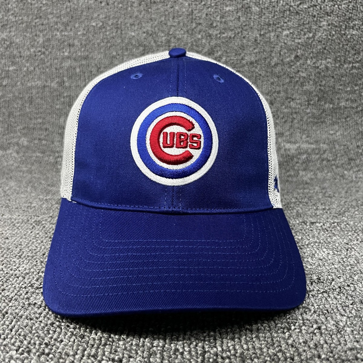 New '47 Chicago Cubs Trucker Snapback Hat Blue White Mesh Green Underbrim