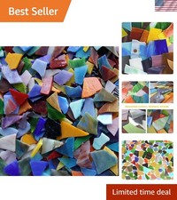 1kg Stained Glass Mosaic Pieces - Assorted Colors  Irregular Shapes for Crafts