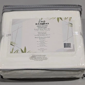 KING BAMBOO COMFORT 1800 SERIES EGYPTIAN LUXURY KING SHEET SET - WHITE - Image 4 of 4