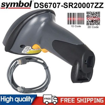 US Symbol Zebra Motorola DS6707-SR20007ZZR 1D 2D Barcode POS Scanner + USB CABLE