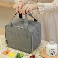 Lunch Bag Reusable Insulated Cooler Bento Box Waterproof Picnic Tote Bag Grey