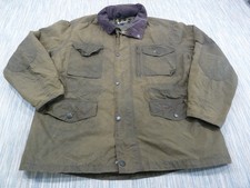 Barbour Sapper Wax Jacket Mens XL Olive Green Hooded Military Field Coat