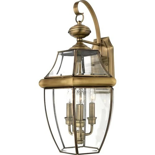 Newbury - 3 Light Large Wall Lantern - 22.5 Inches high-Polished Brass Finish - Picture 2 of 8