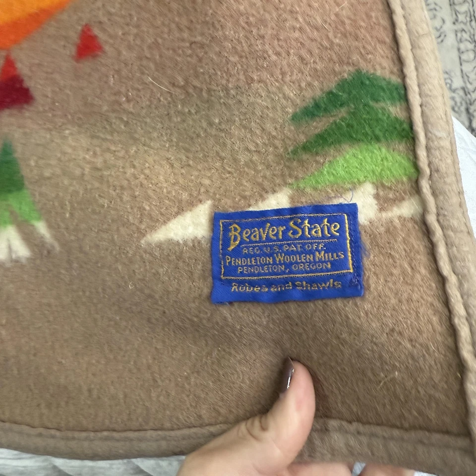 Pendleton Beaver State Wool Blanket Robe Southwest Geometric Tan Multicolor - Image 2 of 4